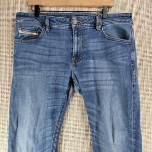 Diesel Thommer-X Jeans Mens 34x30 Blue Denim Slim Tapered RC001 Distressed Wash